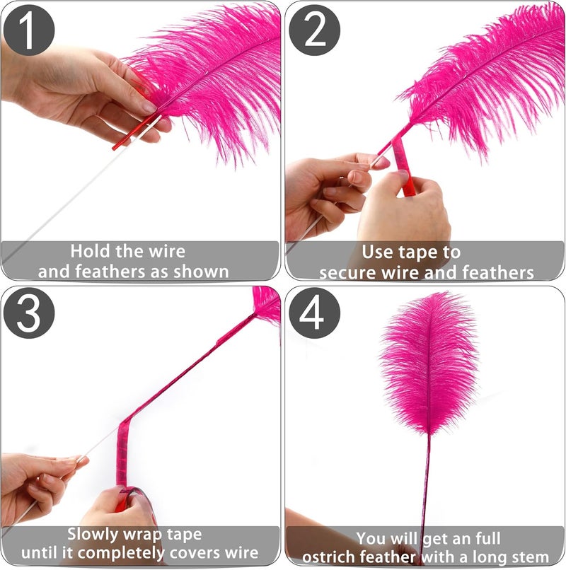 Holmgren Hot Pink Ostrich Feathers - 20pcs Making Kit 22 Inch Ostrich Feathers Bulk for Vase, Floral Arrangement, Home Wedding Party Centerpieces and Easter Gatsbi Decorations - Image 4